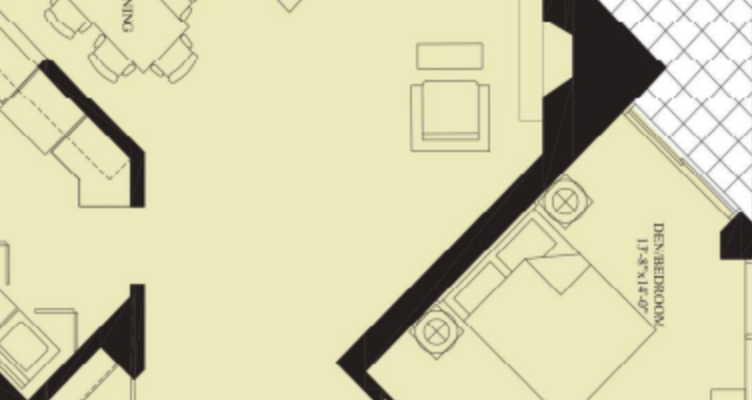 Architectural floor plan of a resident unit