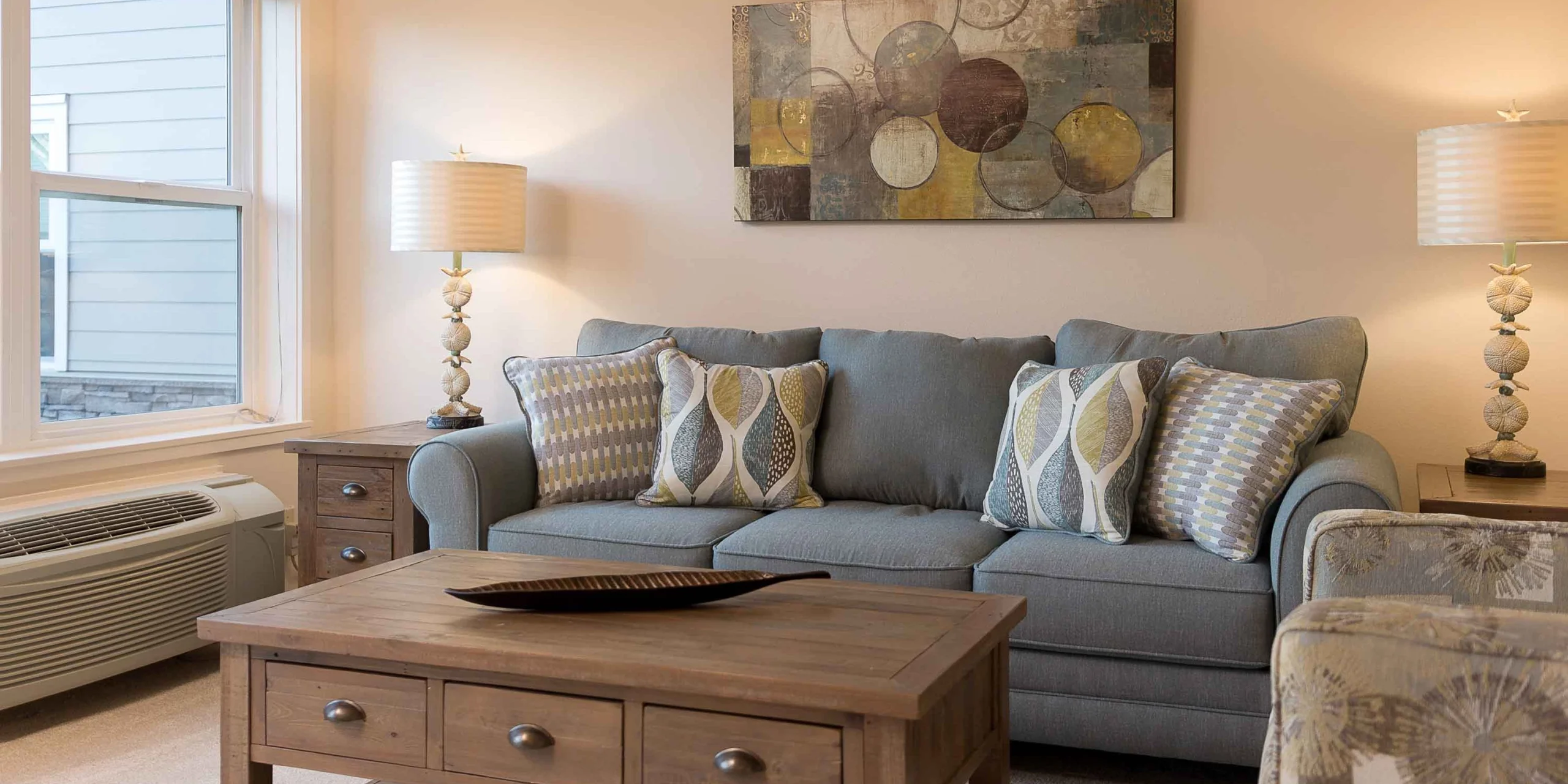Cozy living room with comfortable seating and decor