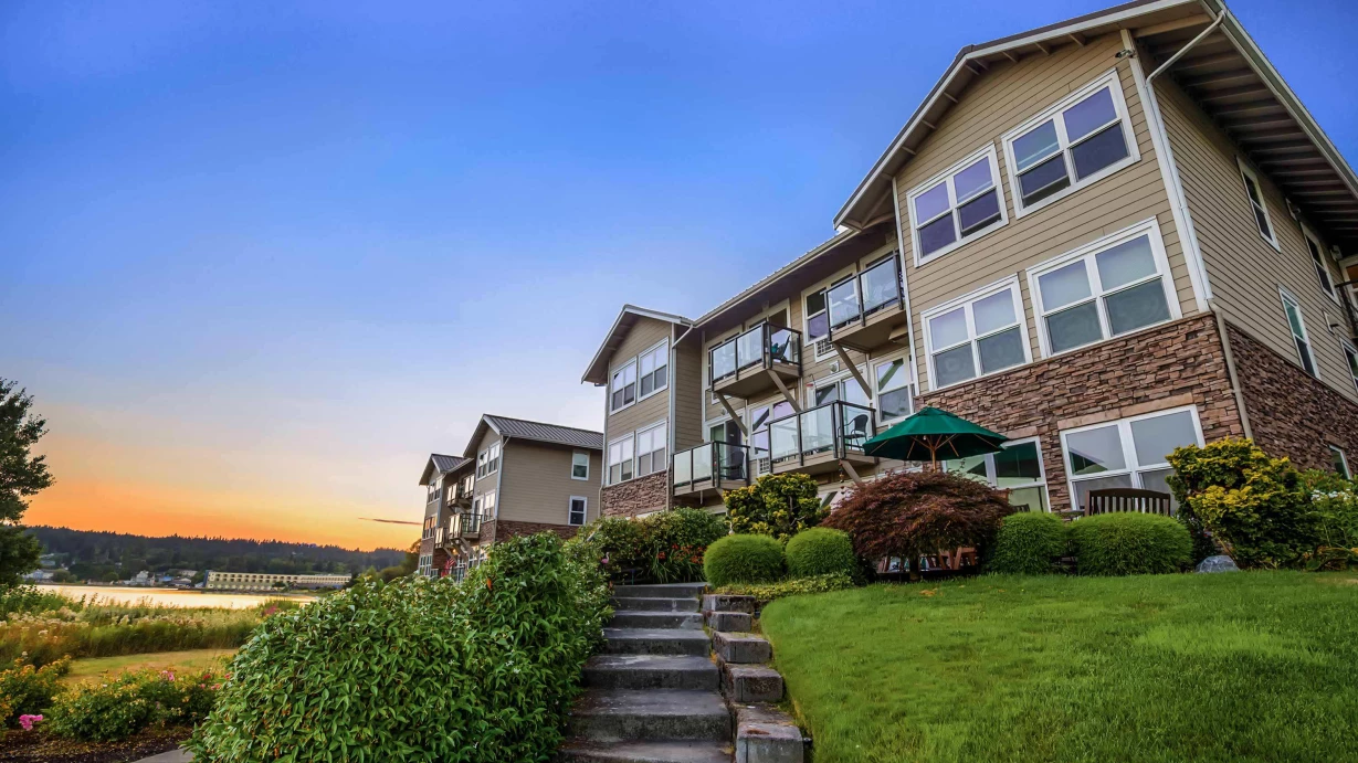 Exterior view of Cristwood at sunset