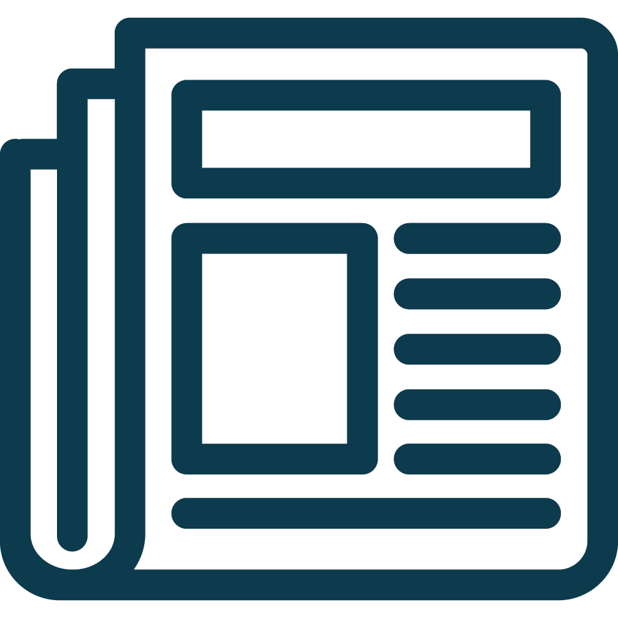 Icon representing a newspaper or news article.