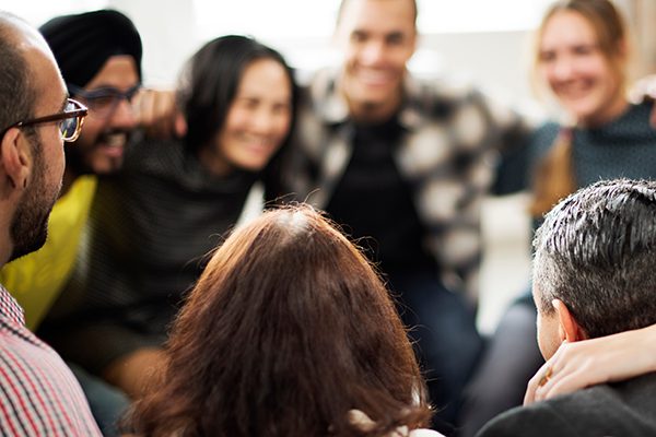 Group of diverse people enjoying each other's company.