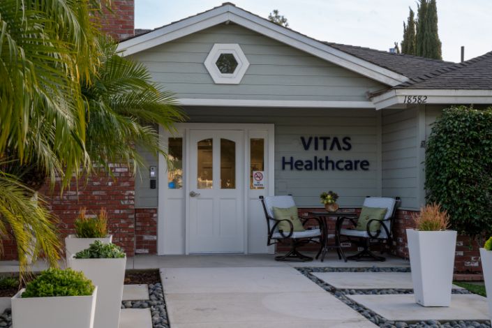 Entrance to healthcare facility with seating area