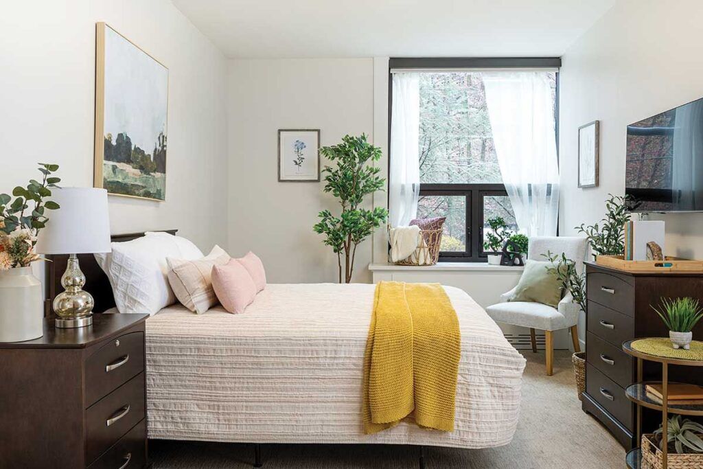 Cozy and well-decorated resident bedroom.