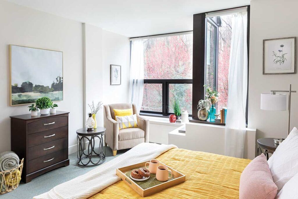Cozy room with a view and decorative elements