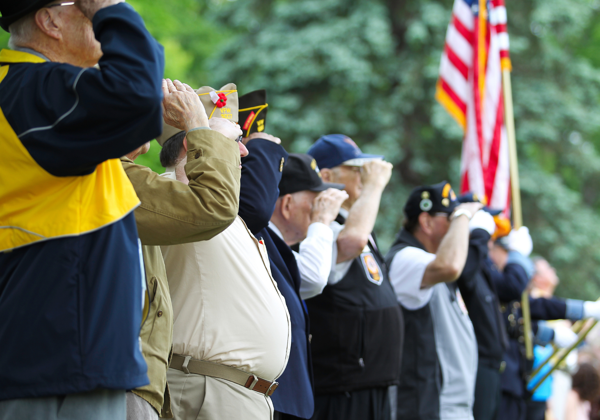 Veterans saluting during a ceremony