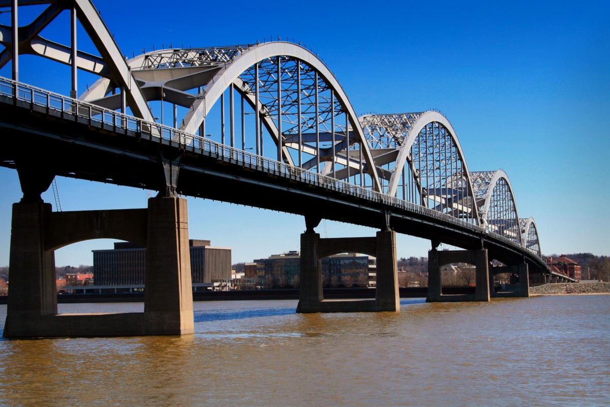 Large bridge spanning across water