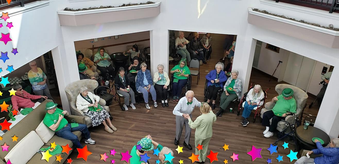 Residents enjoying a social activity in a common area