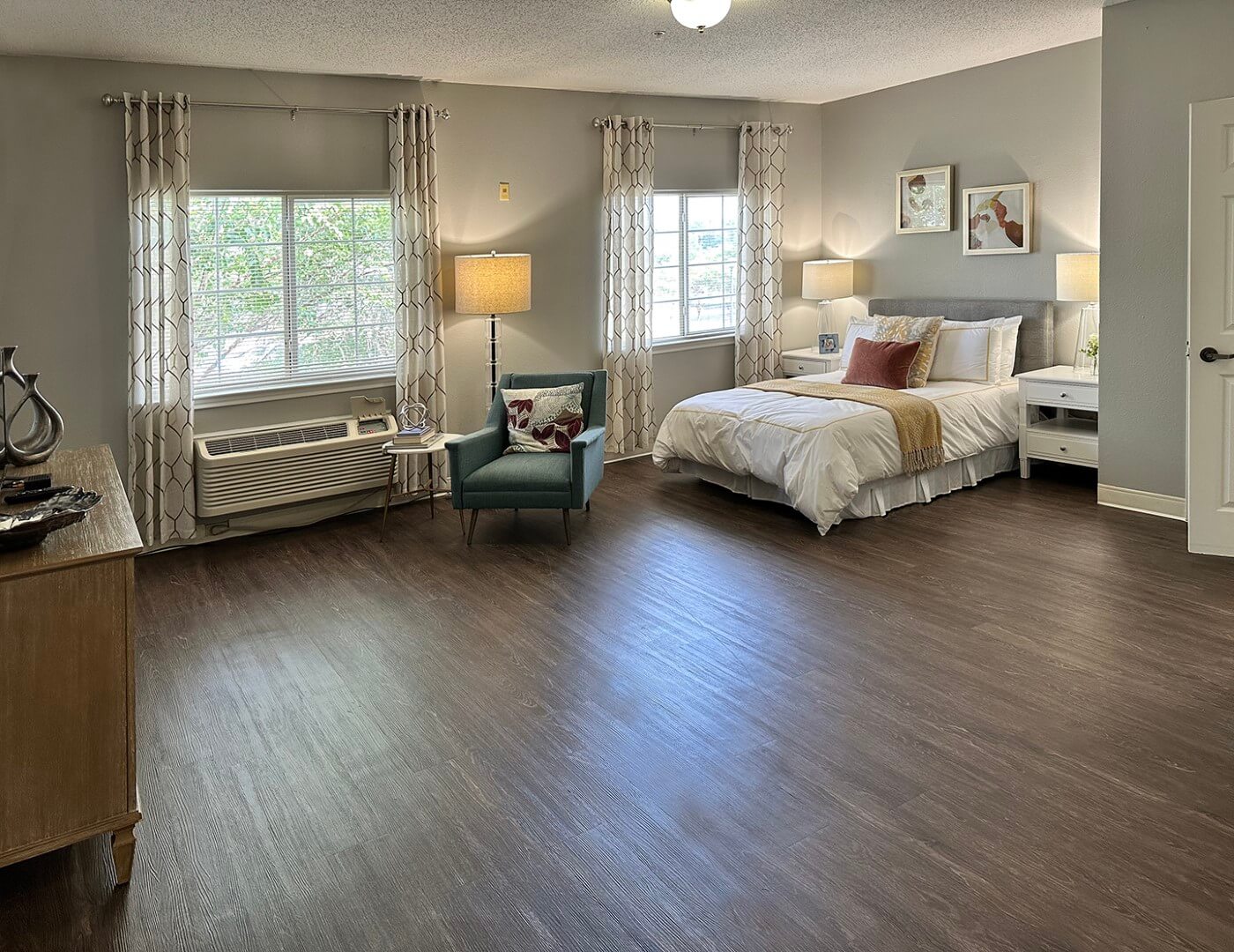 Bright and spacious resident room with modern furnishings