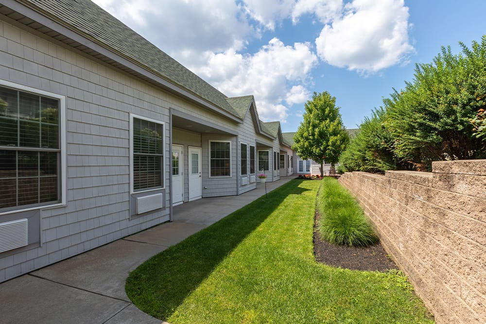 Outdoor view of the facility's building and landscaping