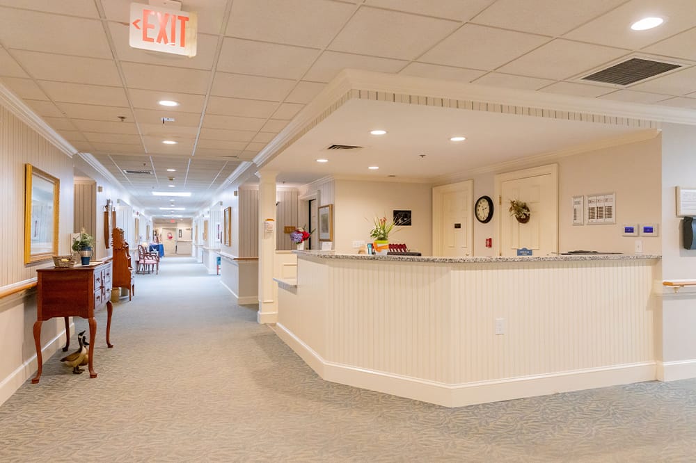 View of the interior hallway and reception area
