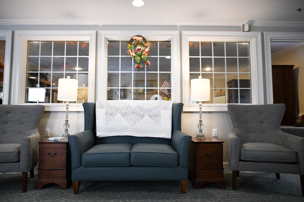 Cozy seating area in the facility's common room