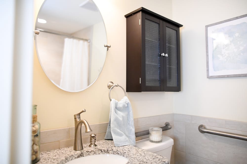 Bright bathroom interior with modern fixtures