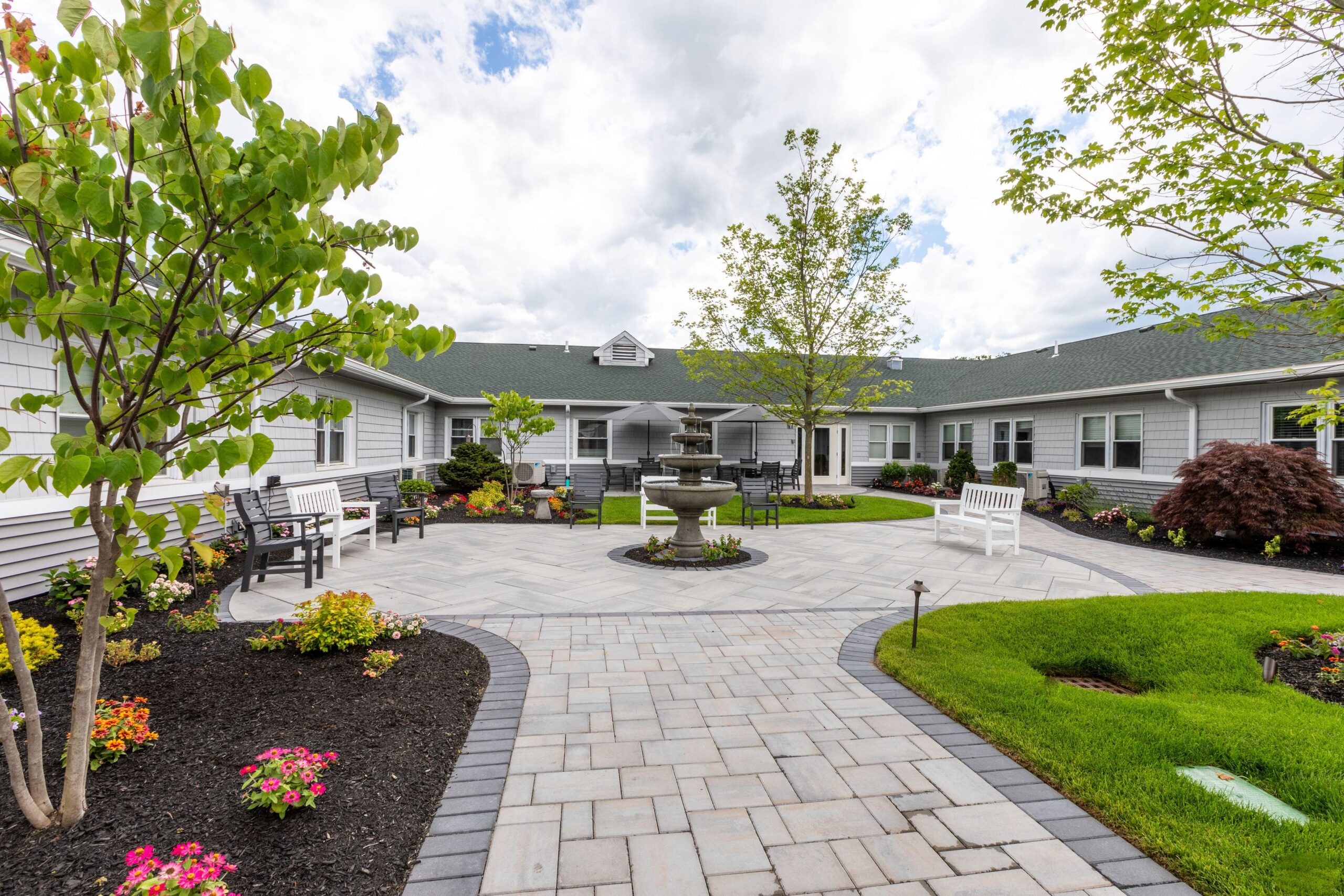 Beautiful outdoor courtyard with garden and seating