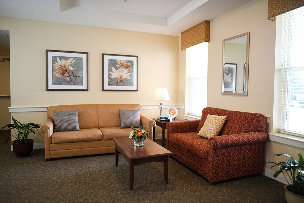 Cozy lounge area with comfortable seating and decor