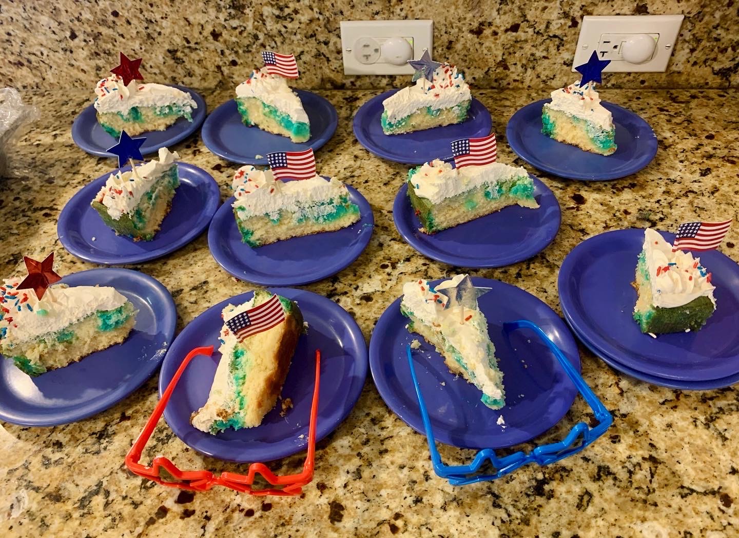 Colorful cake slices decorated for a celebration