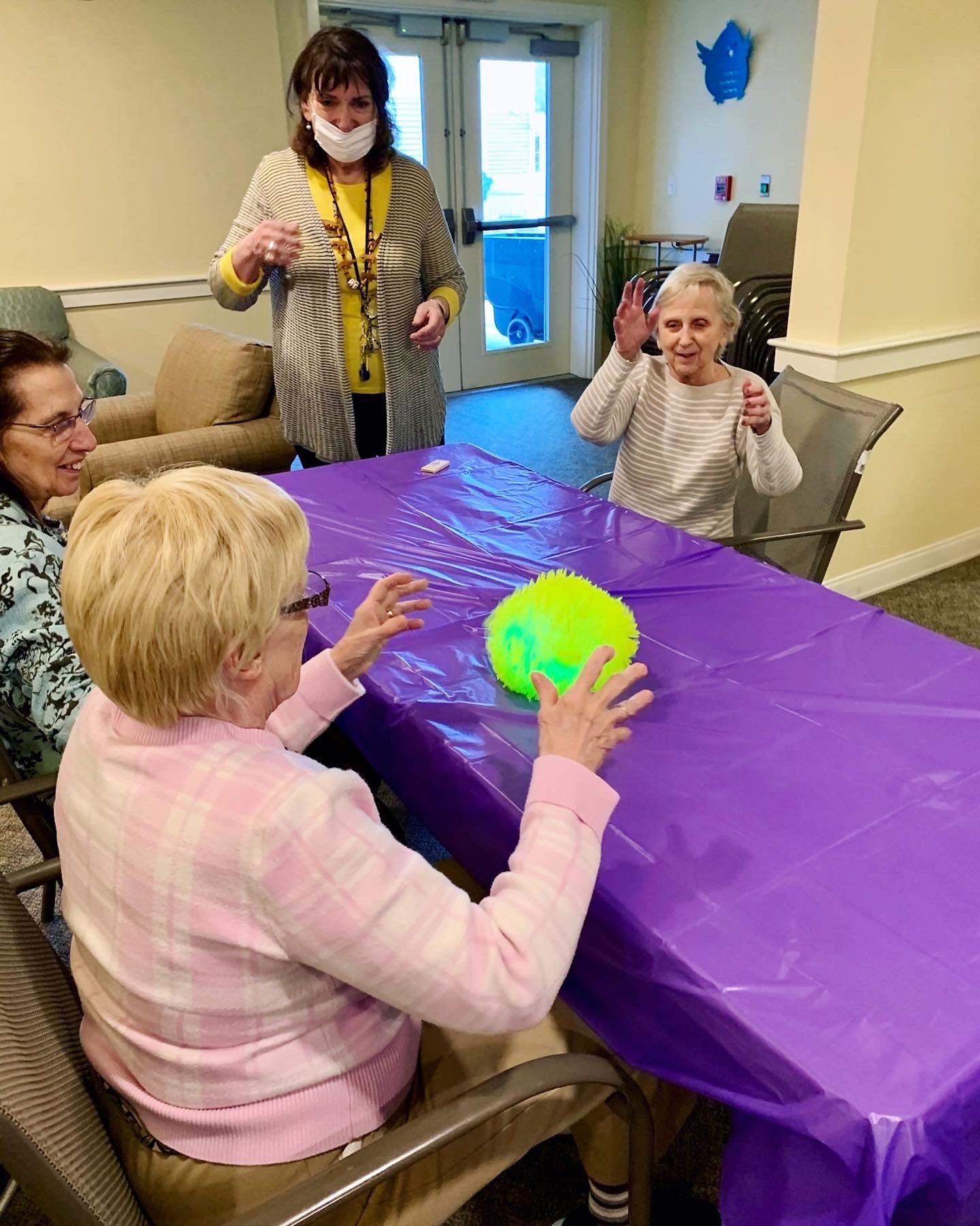 Residents engaged in a game activity during an event