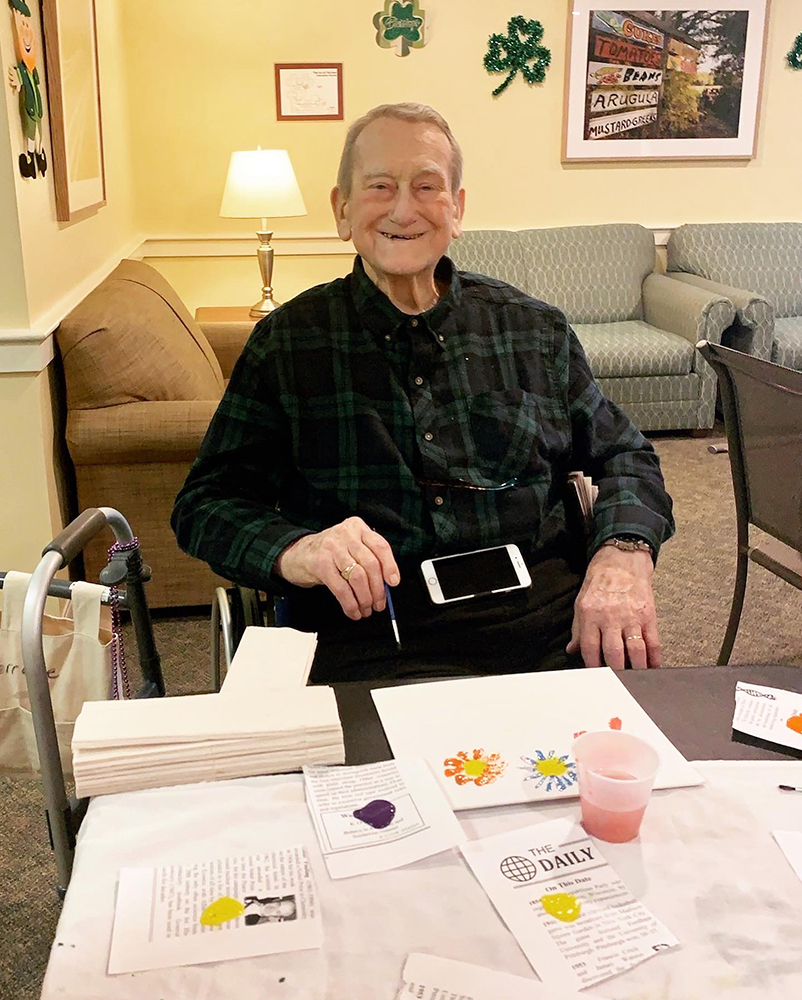 Resident engaged in an arts and crafts activity