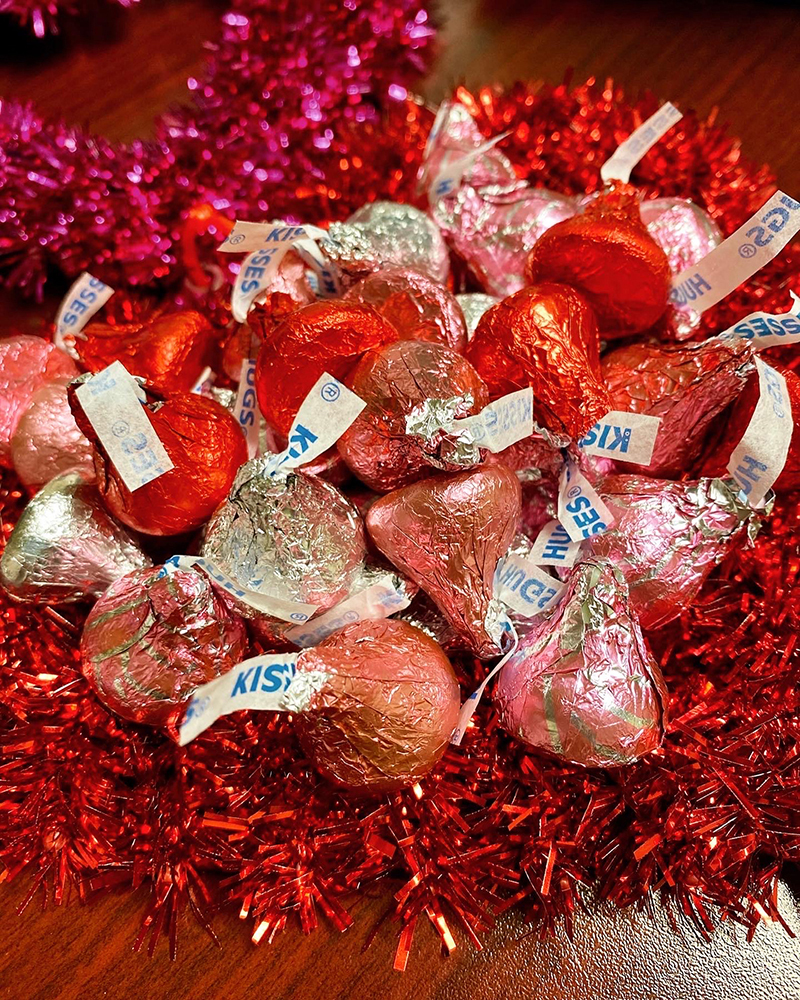 A colorful assortment of Hershey's Kisses chocolates