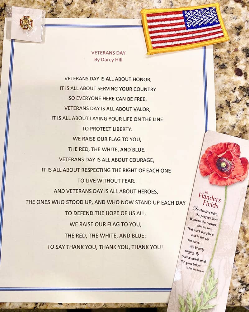 Text document about Veterans Day