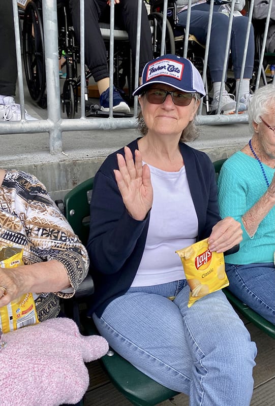 Residents enjoying snacks at an event