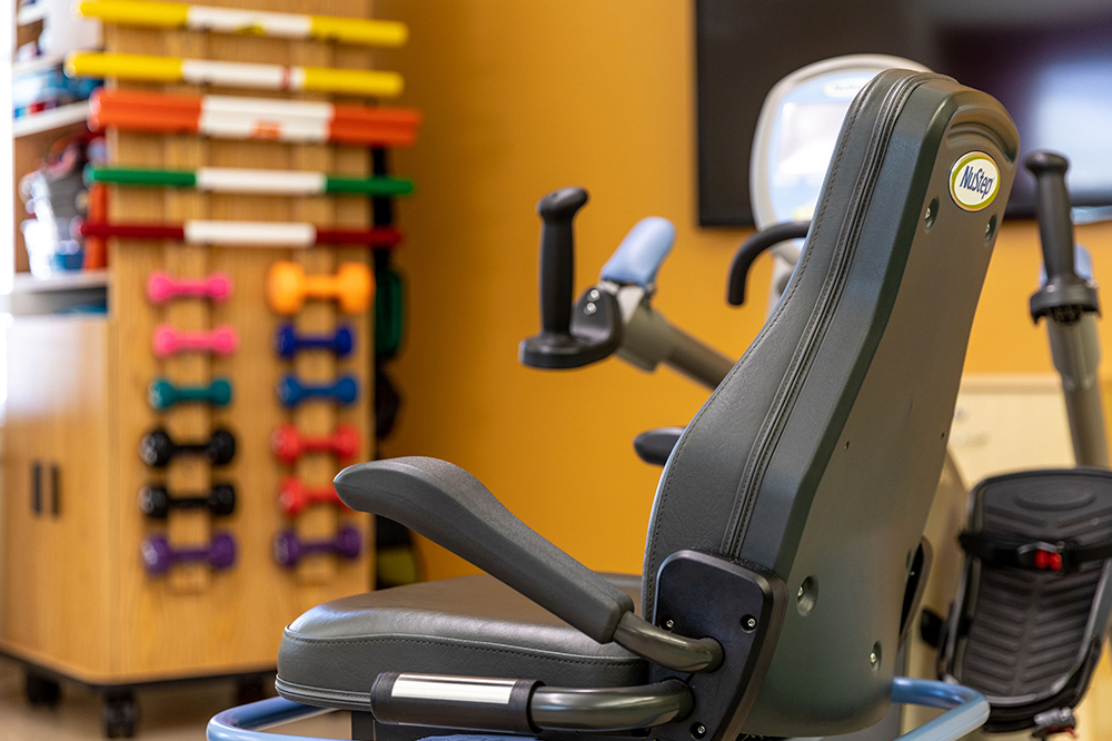 Interior exercise equipment in a therapy room