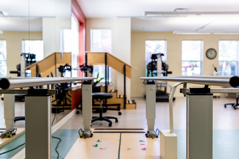Interior of a rehabilitation room with equipment
