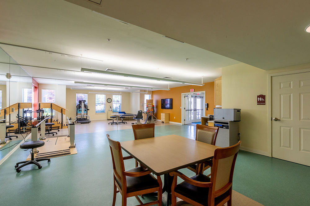 Interior view of a fitness area with exercise equipment
