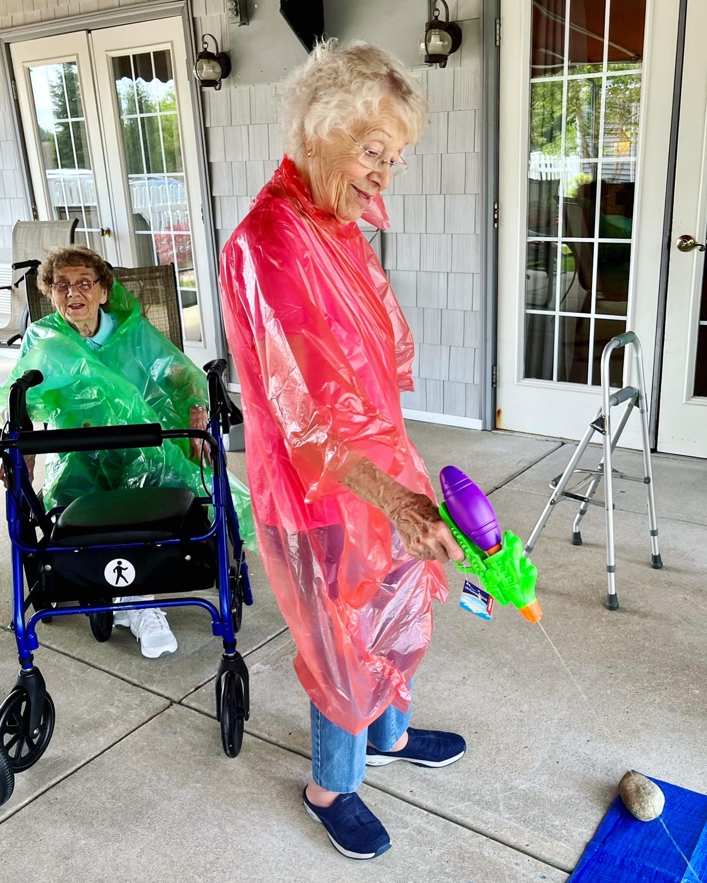 Residents enjoying a fun water activity outdoors