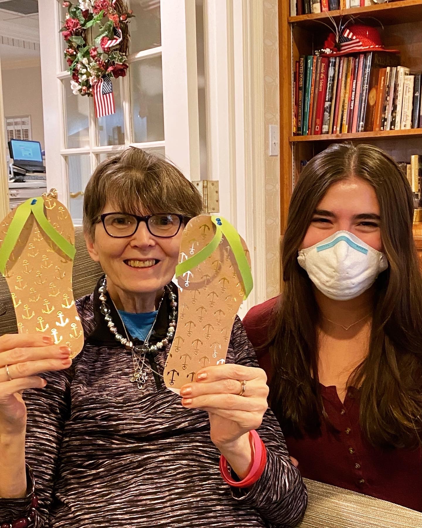Residents enjoying a craft activity together