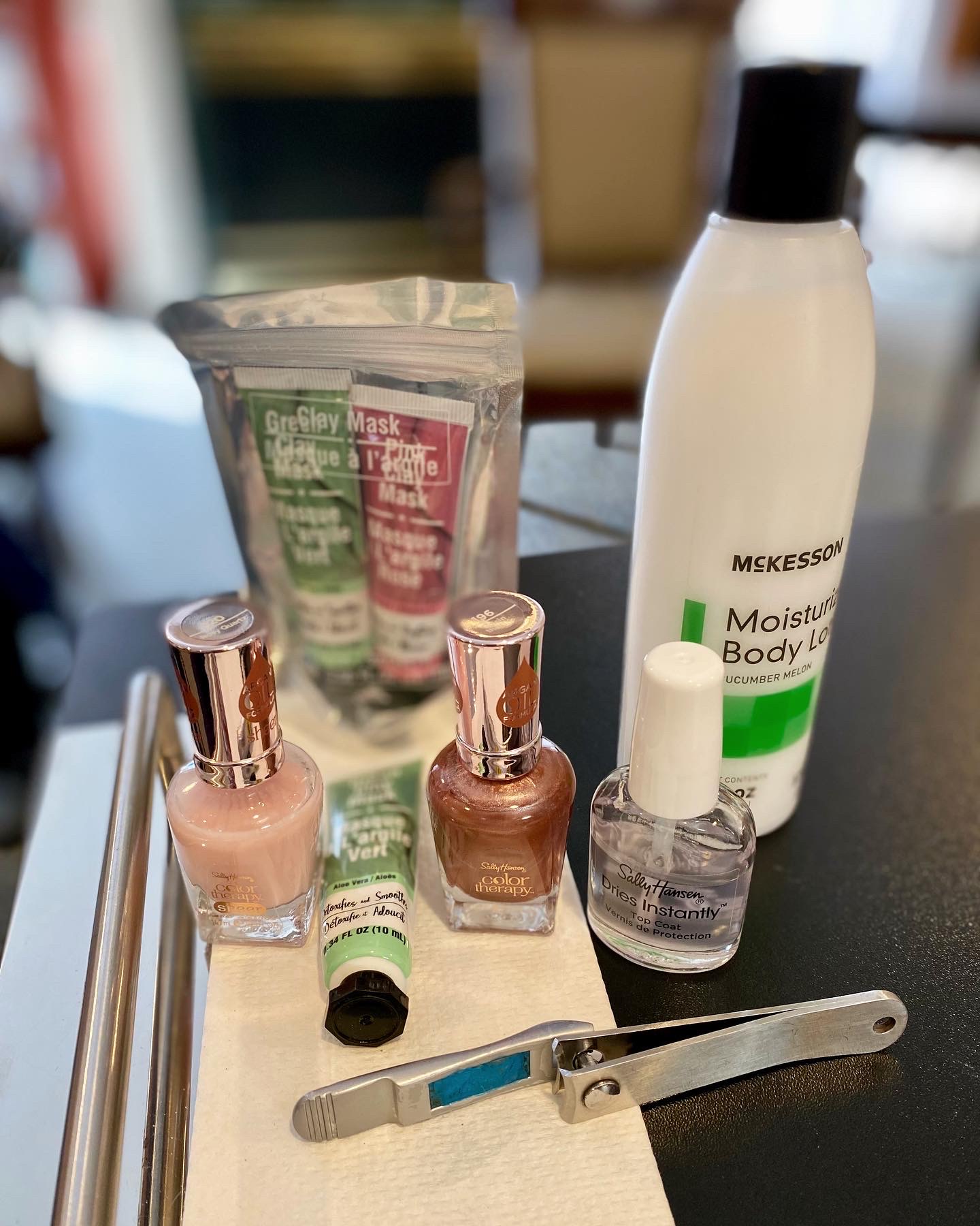 Personal care products on a table