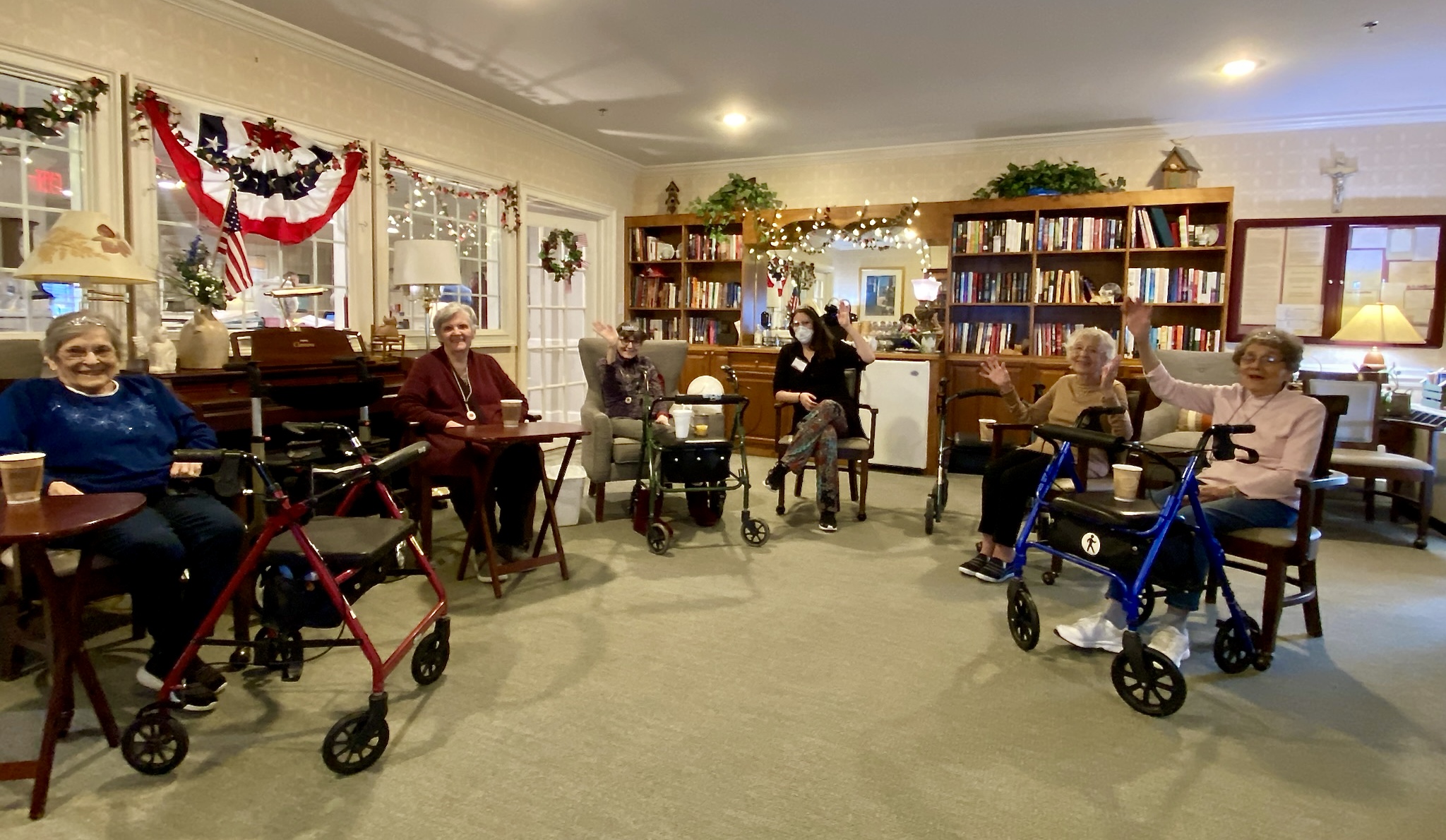 Residents enjoying a social gathering in a common area
