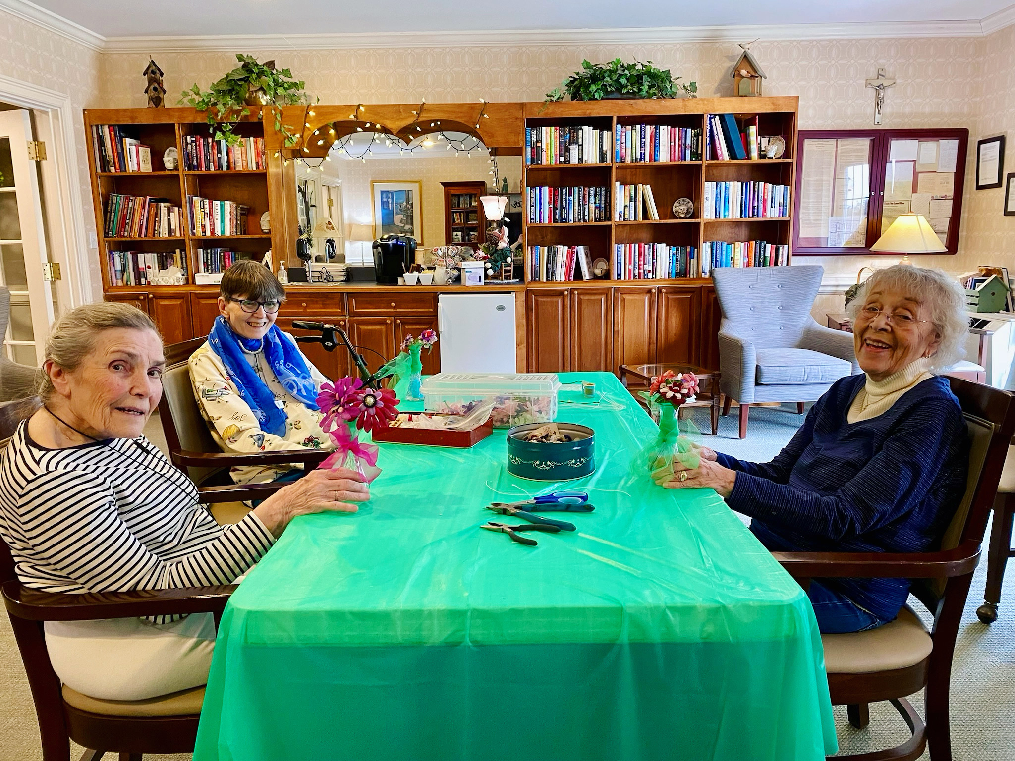 Residents engaged in an arts and crafts activity