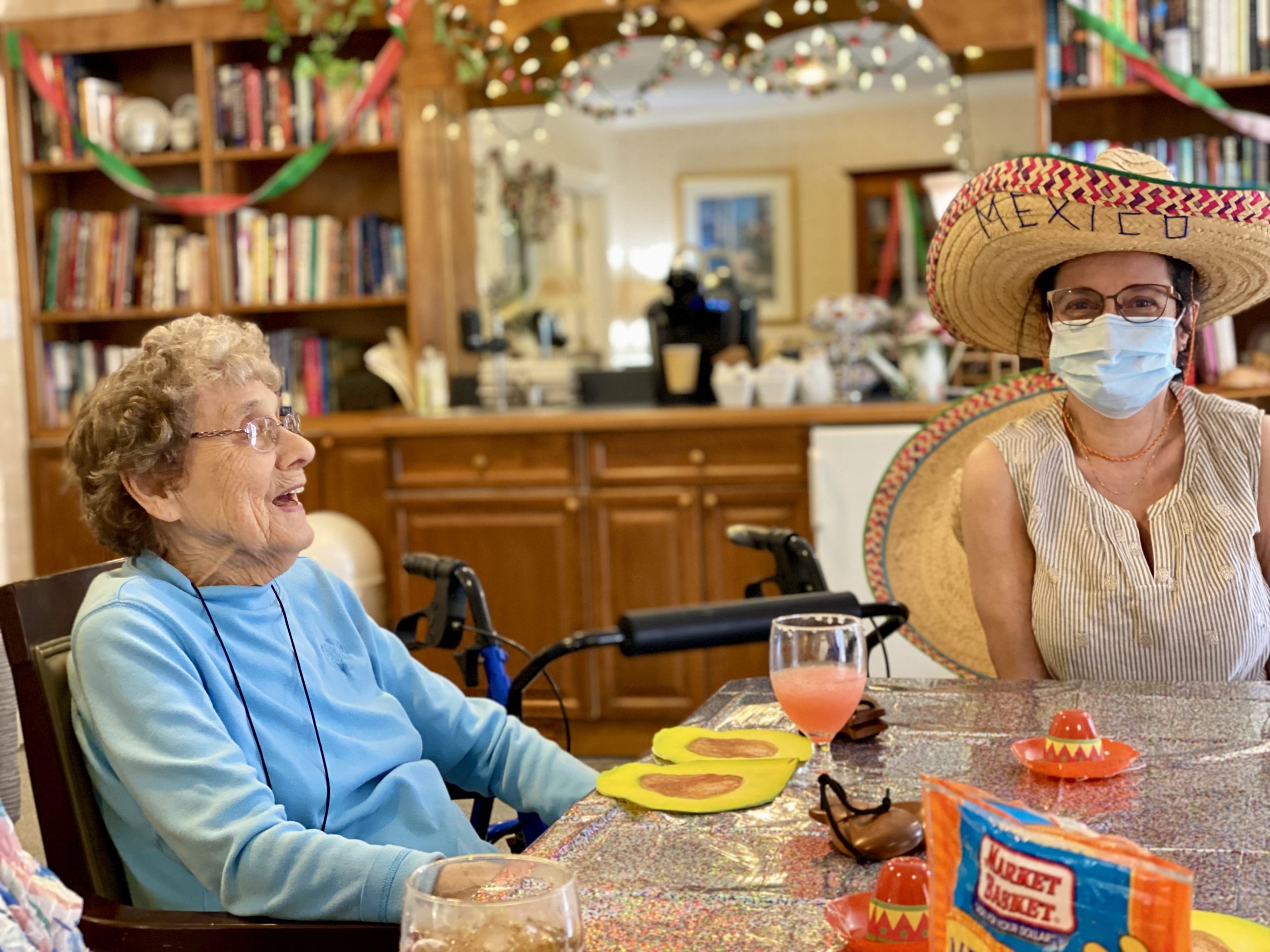 Residents celebrating with colorful decorations