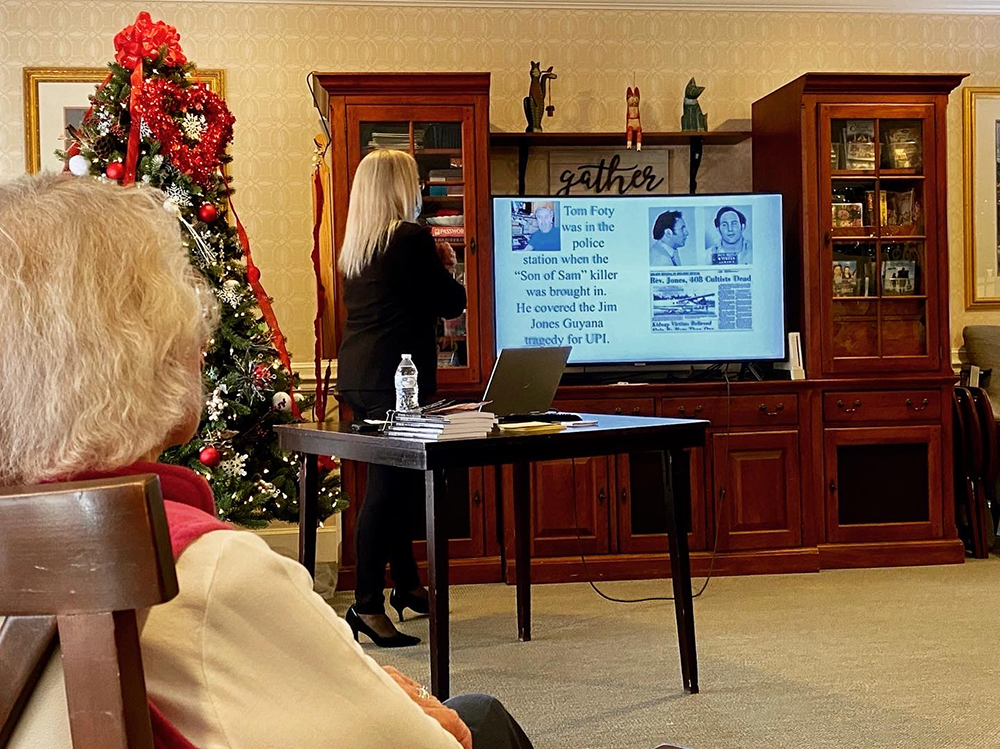 Residents attending a presentation in a common area