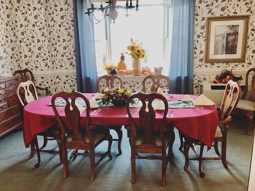 Elegant dining room set for a meal
