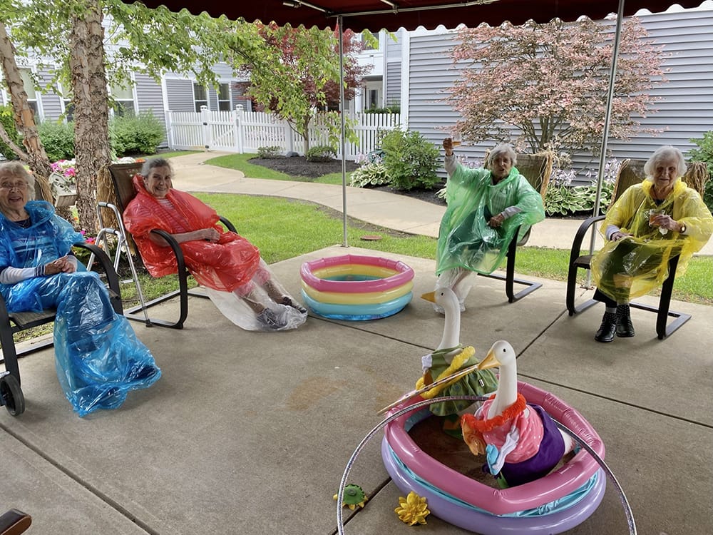 Residents enjoying a colorful outdoor activity