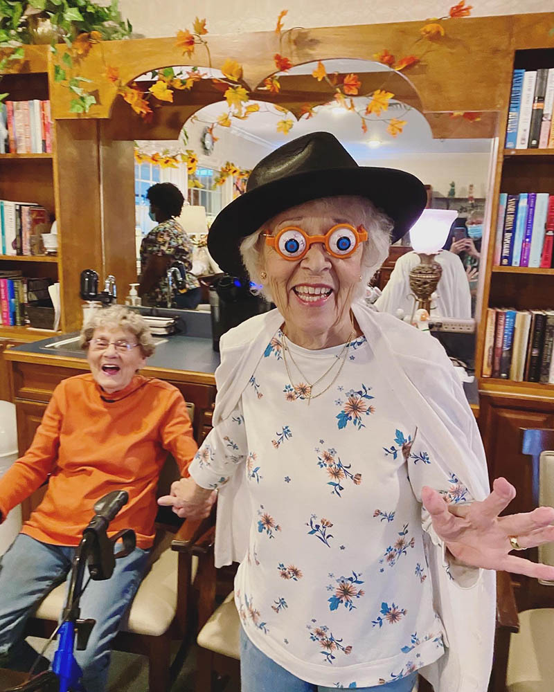 Residents enjoying a fun activity in a common area
