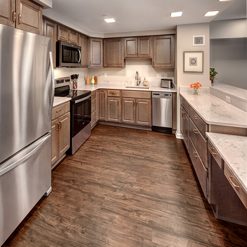 Modern kitchen interior with stainless steel appliances