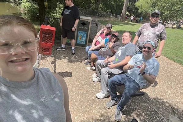 Residents enjoying time outdoors in a park setting