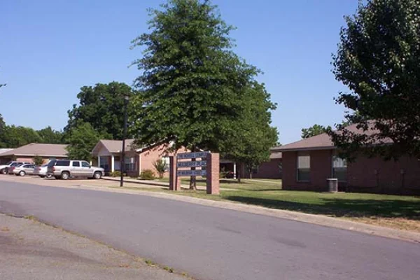 Exterior view of the Pathfinder, Inc. Bamburg Complex with trees
