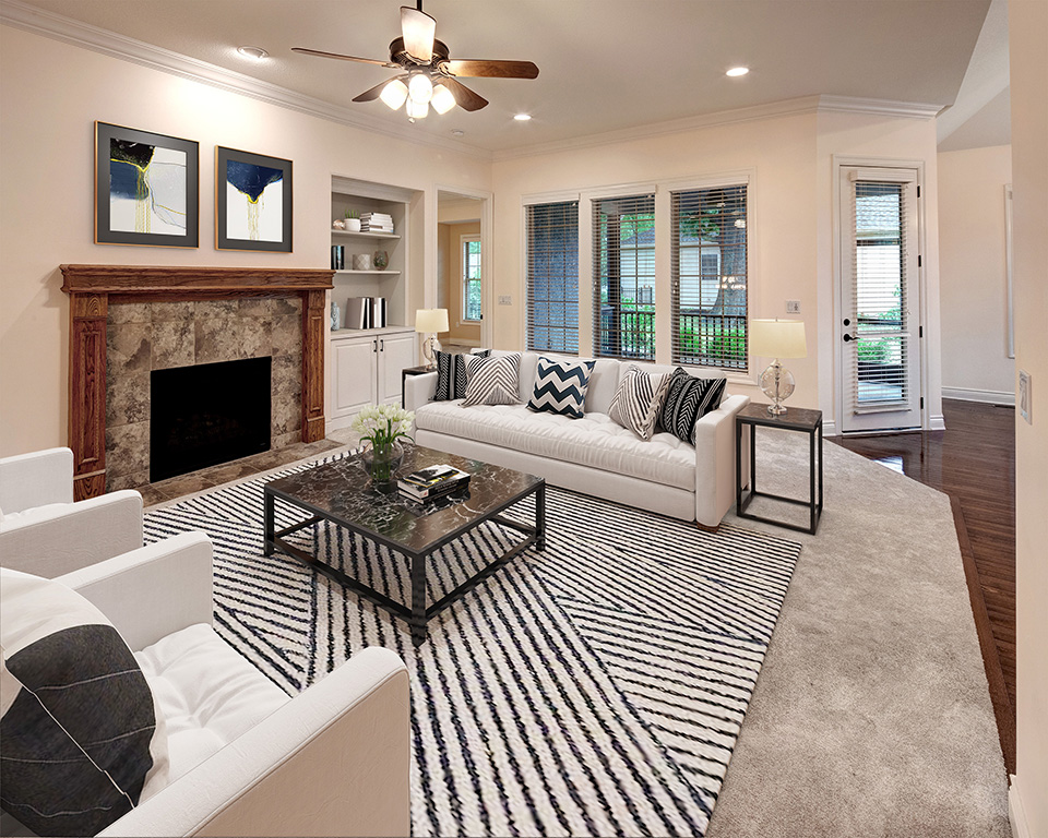 Cozy interior common area with seating and decor