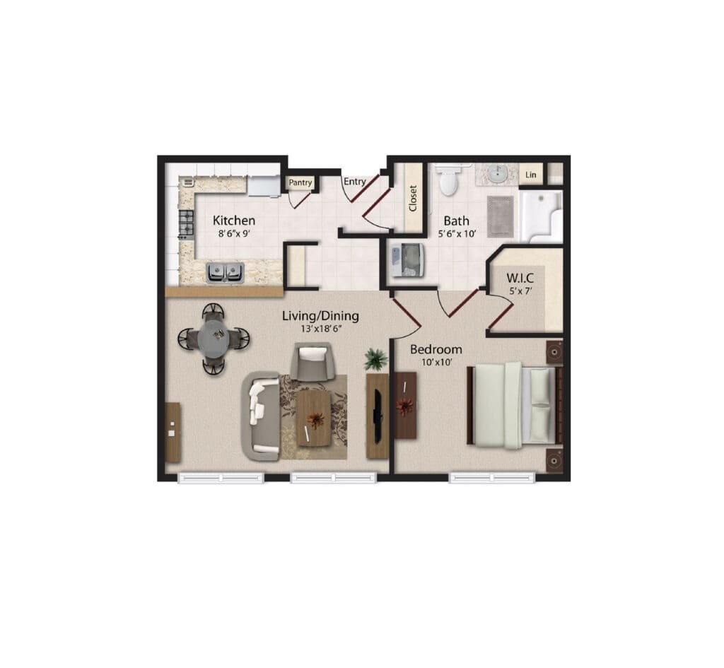 Detailed floor plan of a resident apartment