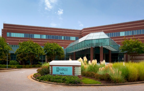 Exterior view of Riverside nursing home building entrance