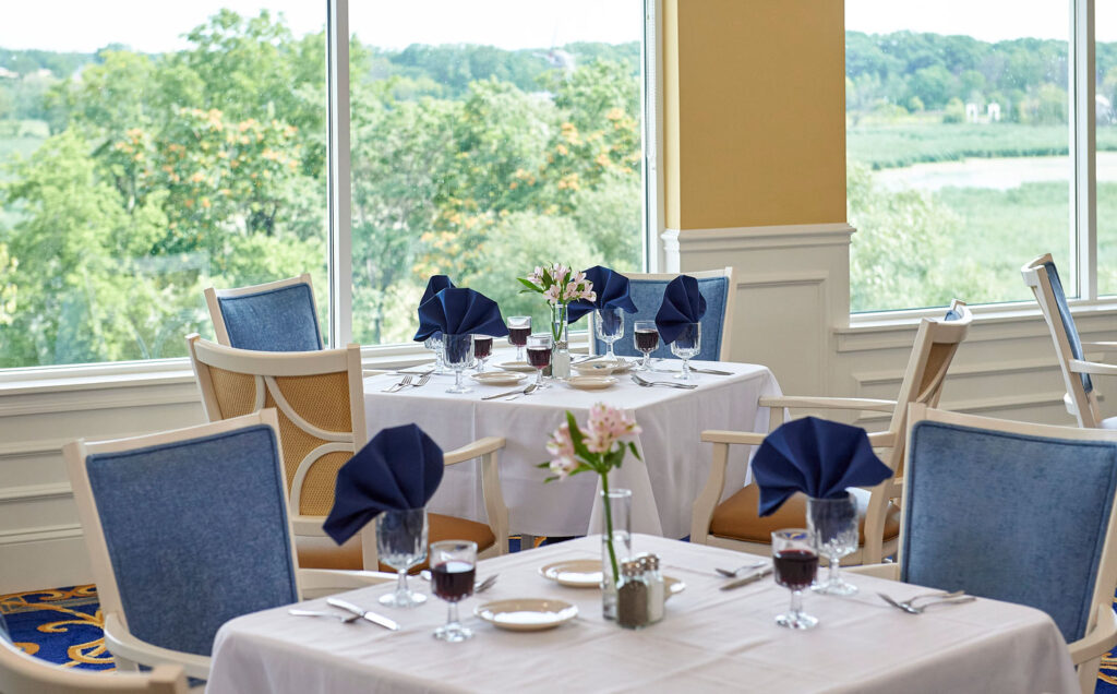 Dining room setup with beautiful view and decor