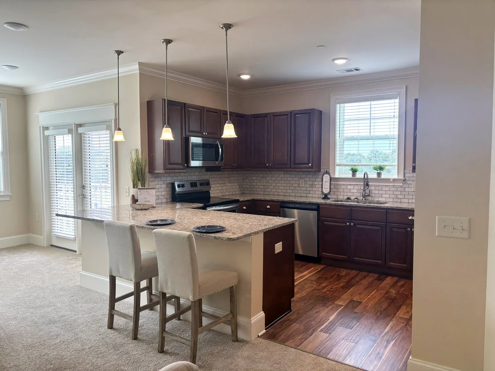 Modern kitchen area in a senior living facility