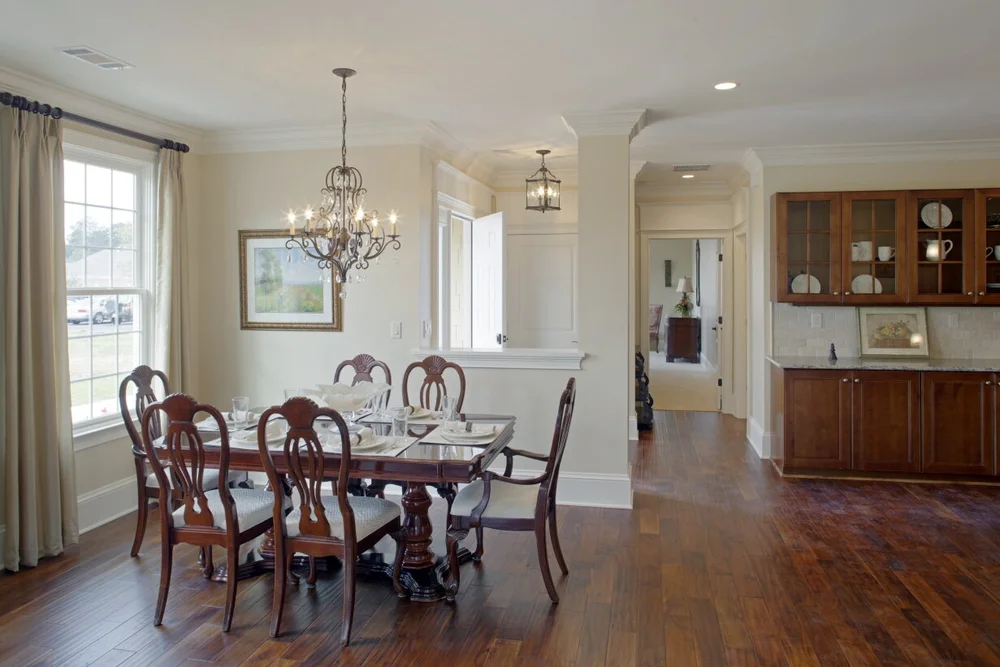 Dining area with elegant furnishings