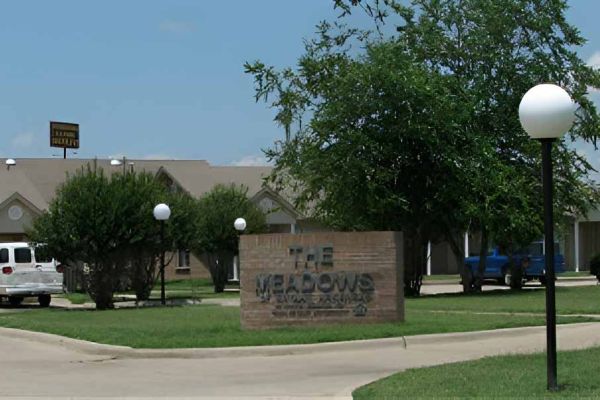 Exterior view of a senior living facility entrance
