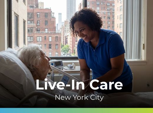Caregiver assisting a senior in a room