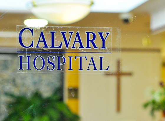 Sign for Calvary Hospital inside the facility