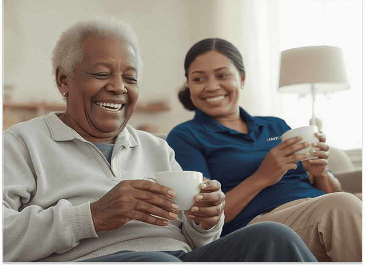 Two women enjoying their time together indoors.